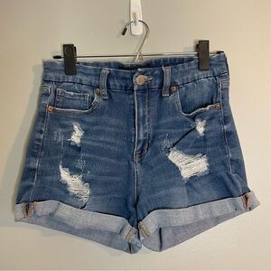 AEROPOSTALE Curvy High-Rise Denim Midi Shorts Size 8
